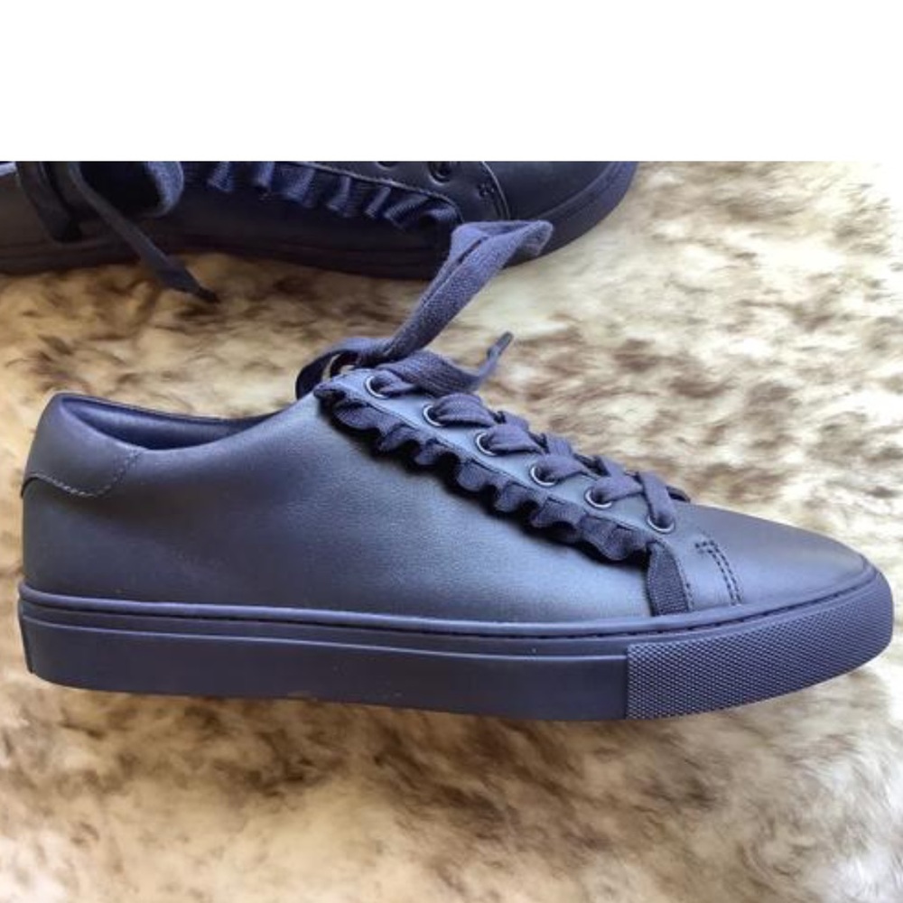 Navy Blue Leather Sneakers. Size: 9(M)